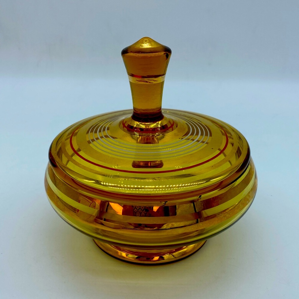 Vintage Amber Glass Candy Dish